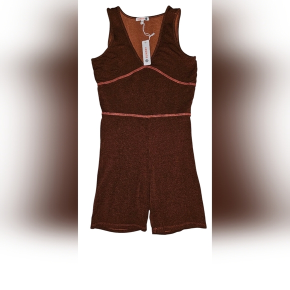 Sundry V-Neck Athletic Romper. - Picture 2 of 4